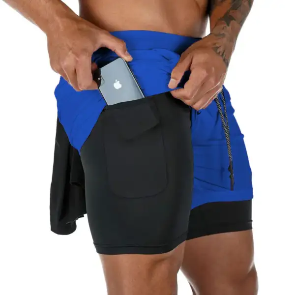 Men Running Shorts Camo Gym Sports Shorts 2 in 1 Quick Dry Workout Fitness Training Jogging Short Summer with Pocket Men Shorts - Image 4