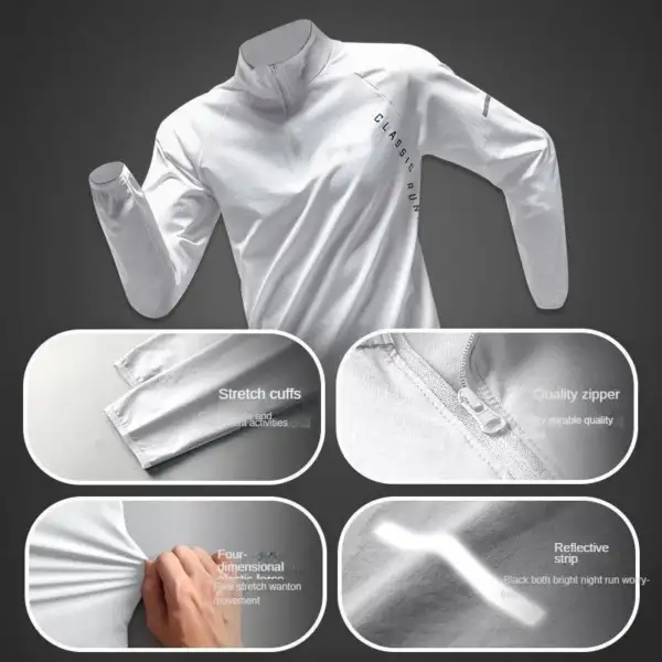 Men's Quick-Dry Sports Set Autumn Track and Field Zipper Training Running Fitness Long-Sleeve Shirts for Cycling Gym Wear Men - Image 3