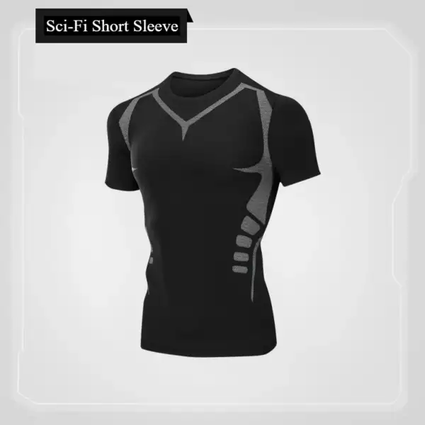 Summer High Elastic Short-sleeve Quick-drying men's t-shirt Top Sports Fitness Clothing Breathable Sweat-Wicking - Image 5