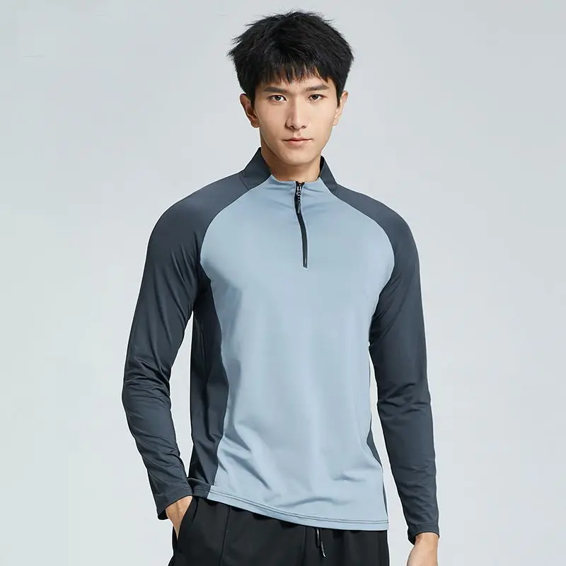 New Creative Half-zip Training Wear Men's Speedos Long Sleeve Spring Autumn Summer Sports Athletics Running T-shirt Fitness