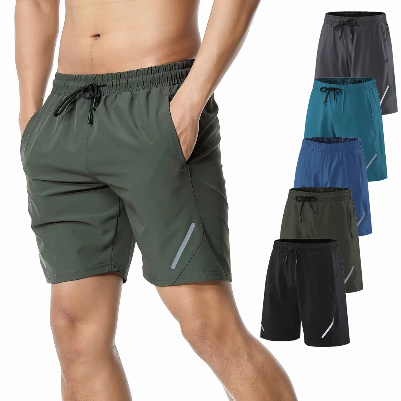 Sports Shorts Men's Summer Essential for Night Running Casual Five-minute Pants Sports Fitness Reflector Quick-drying Sweatpants