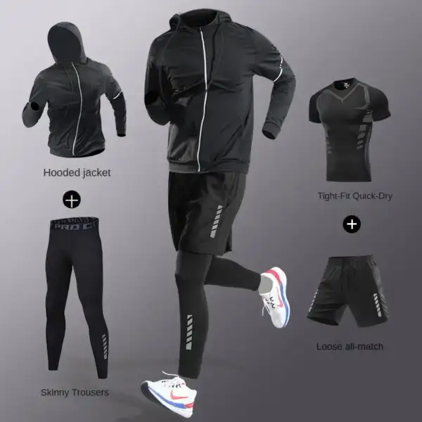 3-7Pcs Men's Ice Fiber Quick-Dry Running Fitness Full Set/Suit Tracksuit For Marathon, Training Cycling，Jogging,Gym， sweatpants - Image 5