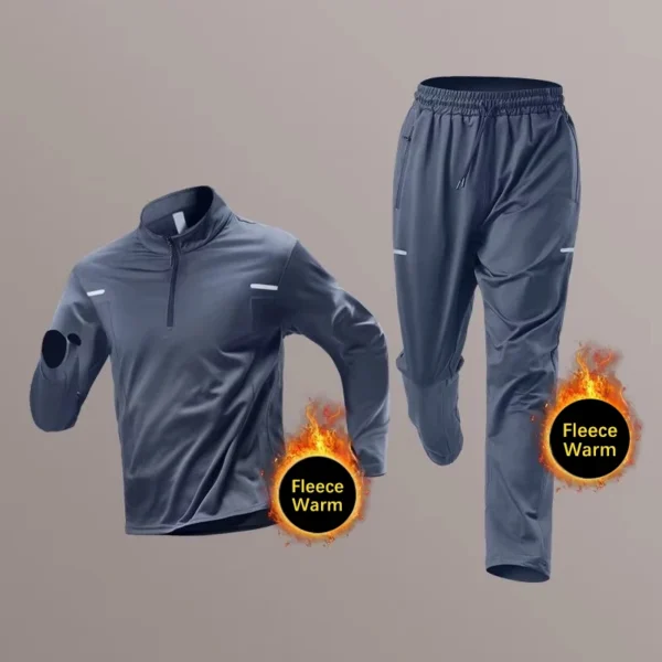 Men's Winter Running Set Fleece-Lined Thermal Sportswear for Training Fitness Suitable for Track Field Quick-Dry Morning Runs - Image 3