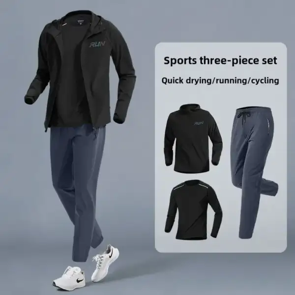 Men's Sportswear Set Spring Quick-Dry Running Fitness Clothing Casual Jacket Outdoor Cycling Wear Morning Run Training Pants - Image 4