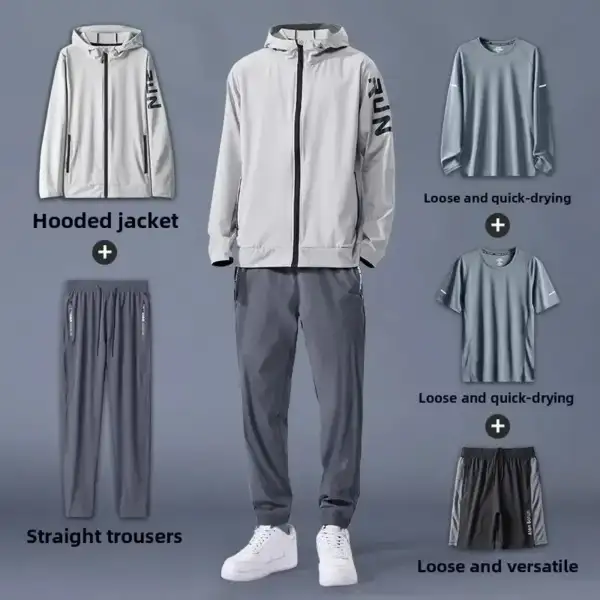 Men's Spring Autumn Running Fitness Suit Loose Fit Quick-Dry Clothes for Morning Runs Ideal for Outdoor Training Gym Workouts - Image 3
