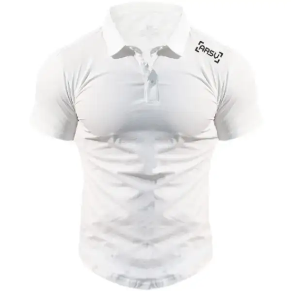 Men's Slim Fit Stretch Muscle Athletic Coach Sports Fitness Gym Running Cycling Hiking Camping Track Breathable Short Polo Shirt - Image 6