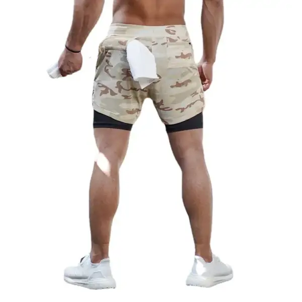 Men Running Shorts Camo Gym Sports Shorts 2 in 1 Quick Dry Workout Fitness Training Jogging Short Summer with Pocket Men Shorts - Image 6