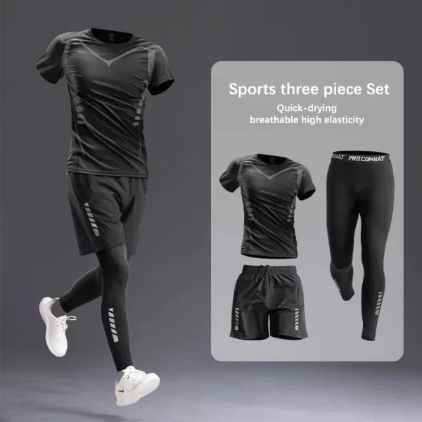All-Season Men's Sportswear Set/Suit - Tracksuit for Running， Cycling, Fitness & Hiking，gym clothing men， jogging， boxing，5 pcs - Image 4