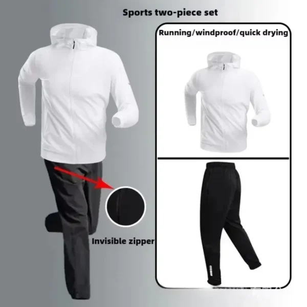 Autumn/Winter Men's Outdoor Running Fitness Morning Jogging Sports Quick-Dry Windproof Cycling Training Jacket and Tracksuit - Image 4