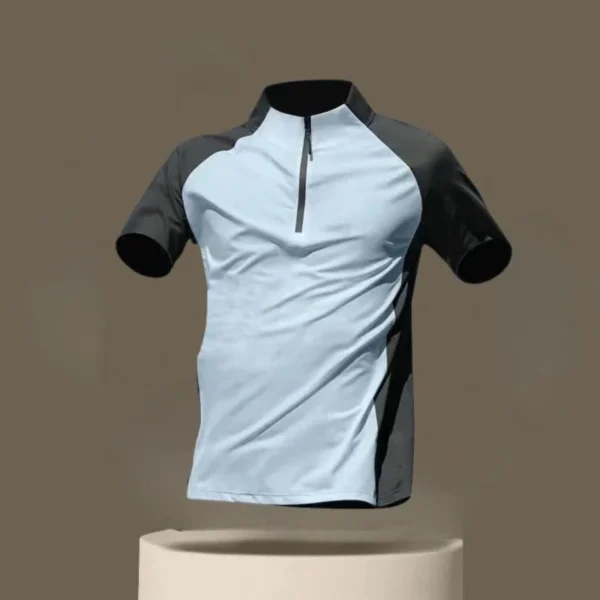 New Summer Creative Half-zip Quick-Dry Training Men's Causal Lightweight T-shirt Sports Athletics Running T-shirt Fitness - Image 3