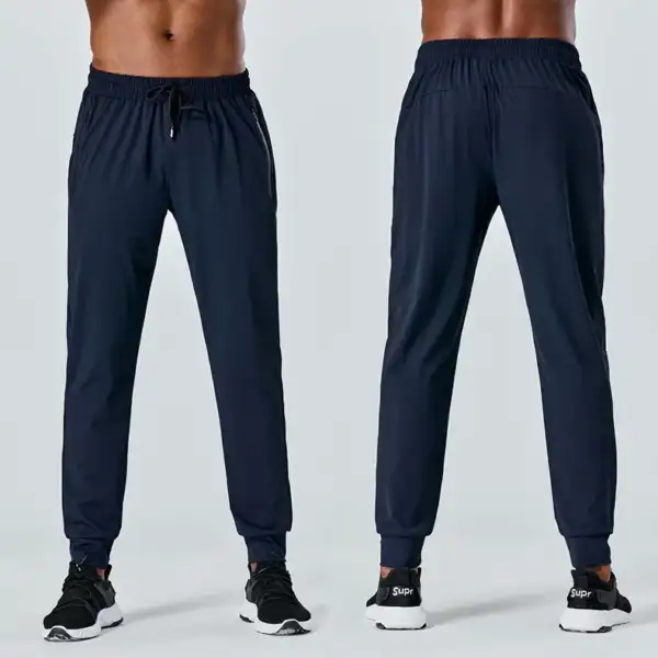New Four Seasons Men's Sports Casual Pants Running Quick Dry Training Pants Fashion Drawstring Tight Elastic Pants - Image 2