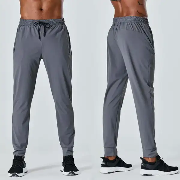 New Four Seasons Men's Sports Casual Pants Running Quick Dry Training Pants Fashion Drawstring Tight Elastic Pants - Image 3