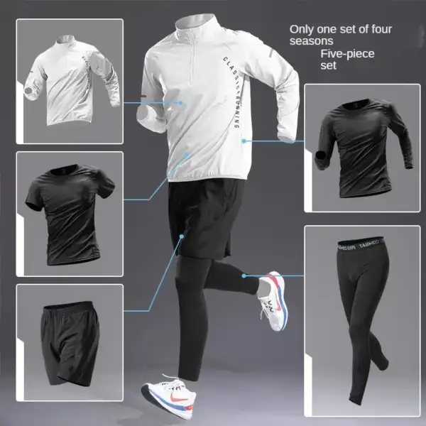 Men's Quick-Dry Sports Set Autumn Track and Field Zipper Training Running Fitness Long-Sleeve Shirts for Cycling Gym Wear Men - Image 2