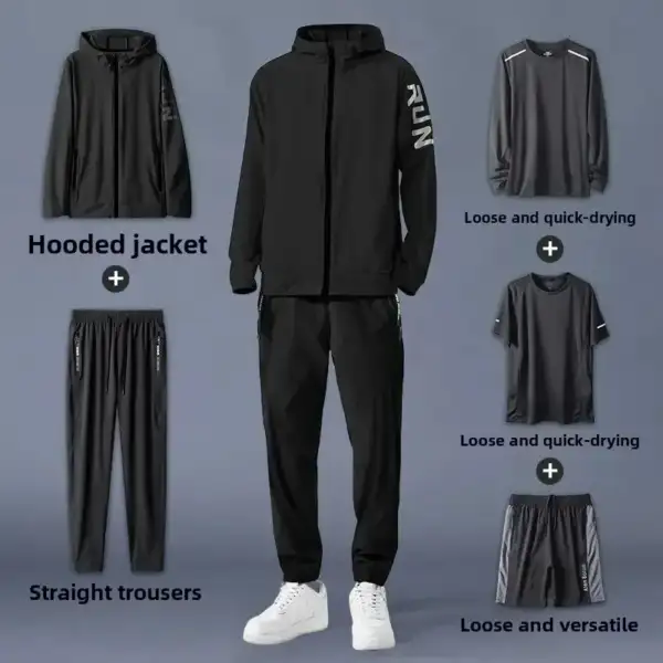 Men's Spring Autumn Running Fitness Suit Loose Fit Quick-Dry Clothes for Morning Runs Ideal for Outdoor Training Gym Workouts - Image 4