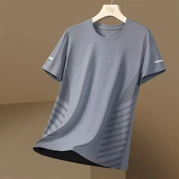 2025 Summer Breathable Men Running T-shirt Sportswear Sport Compression Fitness Sports Top Gym Training Jogging Casual - Image 4
