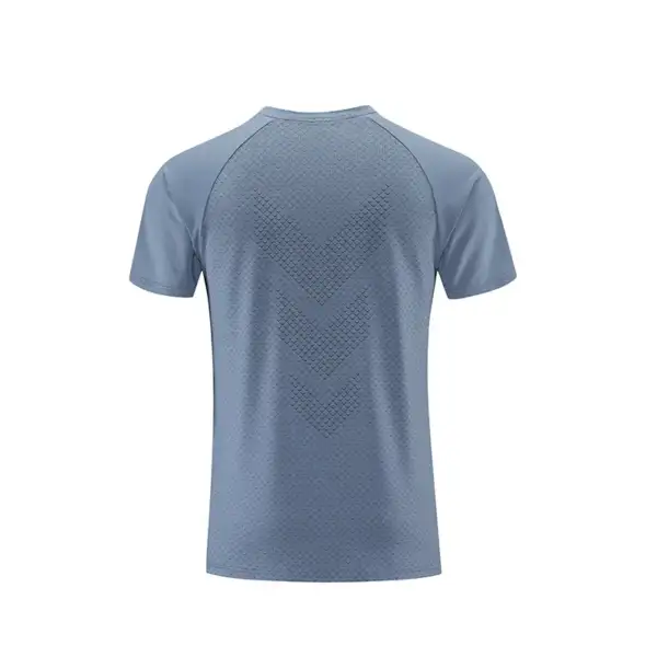 New Solid Color Ultra-thin Lightweight Running Fitness Perforation Short-sleeved Men's T-shirt Quick-drying Sports Tops - Image 5