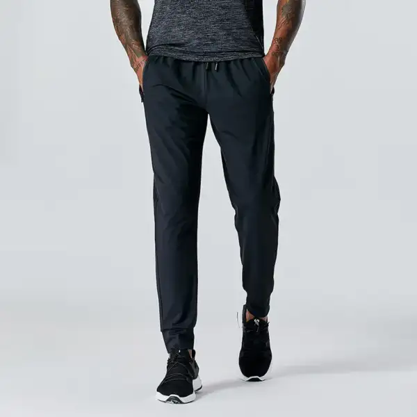 New Four Seasons Men's Sports Casual Pants Running Quick Dry Training Pants Fashion Drawstring Tight Elastic Pants - Image 4