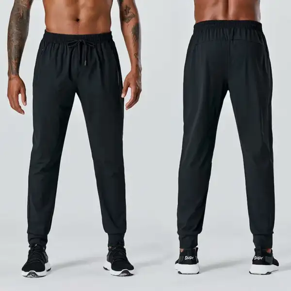 New Four Seasons Men's Sports Casual Pants Running Quick Dry Training Pants Fashion Drawstring Tight Elastic Pants - Image 6