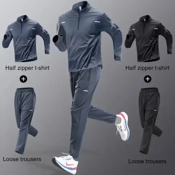 Men's Sportswear Set Spring Autumn Running Training Clothes Quick-Dry Clothing Outdoor Runs Fitness Wear Cycling Long Pants - Image 2