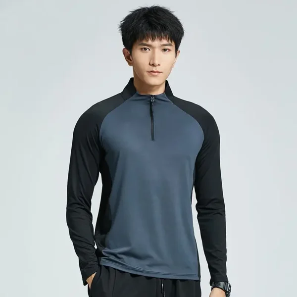 New Creative Half-zip Training Wear Men's Speedos Long Sleeve Spring Autumn Summer Sports Athletics Running T-shirt Fitness - Image 6
