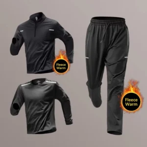 Men's Winter Running Set Fleece-Lined Thermal Sportswear for Training Fitness Suitable for Track Field Quick-Dry Morning Runs