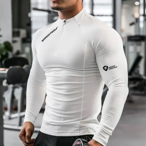 Men's Spring/Autumn Yoga Fitness Gym Running Cycling Sports Moisture-Wicking Muscle Training Track Long Sleeve Compression Shirt - Image 2