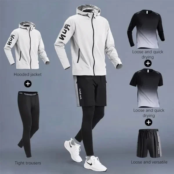 Men's Sportswear Set Running Gear Training Wear Quick-Dry Clothes Runs Cycling Tights for Spring Autumn Sports Fitness Clothing - Image 4