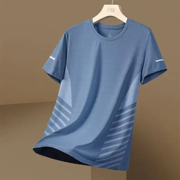 2025 Summer Breathable Men Running T-shirt Sportswear Sport Compression Fitness Sports Top Gym Training Jogging Casual - Image 3