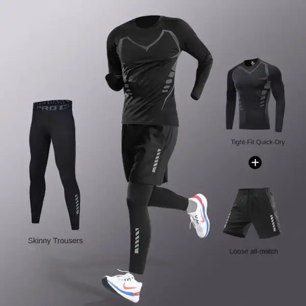 3-7Pcs Men's Ice Fiber Quick-Dry Running Fitness Full Set/Suit Tracksuit For Marathon, Training Cycling，Jogging,Gym， sweatpants - Image 2