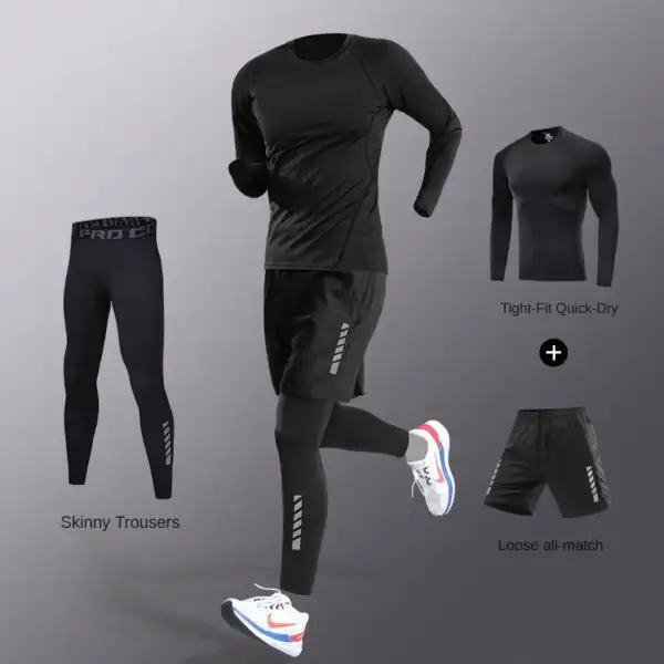 3-7Pcs Men's Ice Fiber Quick-Dry Running Fitness Full Set/Suit Tracksuit For Marathon, Training Cycling，Jogging,Gym， sweatpants - Image 3