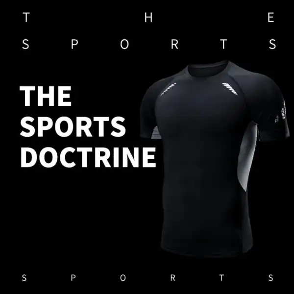 Summer High Elastic Short-sleeve Quick-drying men's t-shirt Top Sports Fitness Clothing Breathable Sweat-Wicking - Image 3