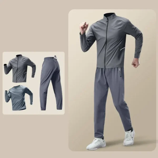 Mens Sweatsuits Set Running Suit with Phone Pocket Autumn Winter Quick-Drying Professional Run Fitness Training Clothing for Men - Image 3