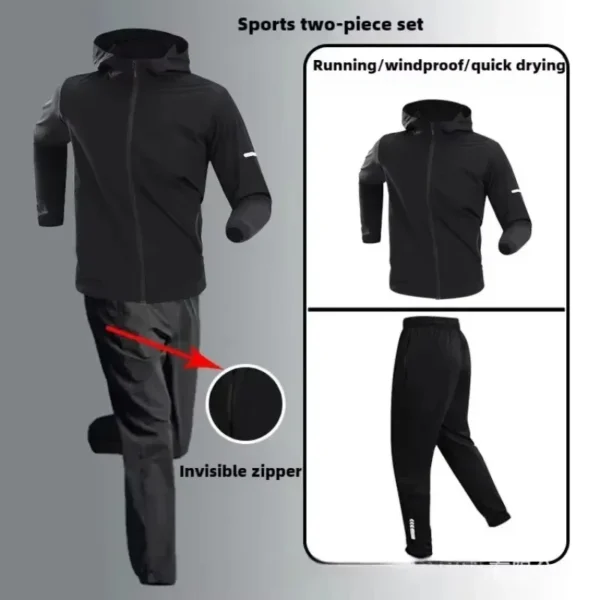 Autumn/Winter Men's Outdoor Running Fitness Morning Jogging Sports Quick-Dry Windproof Cycling Training Jacket and Tracksuit - Image 3