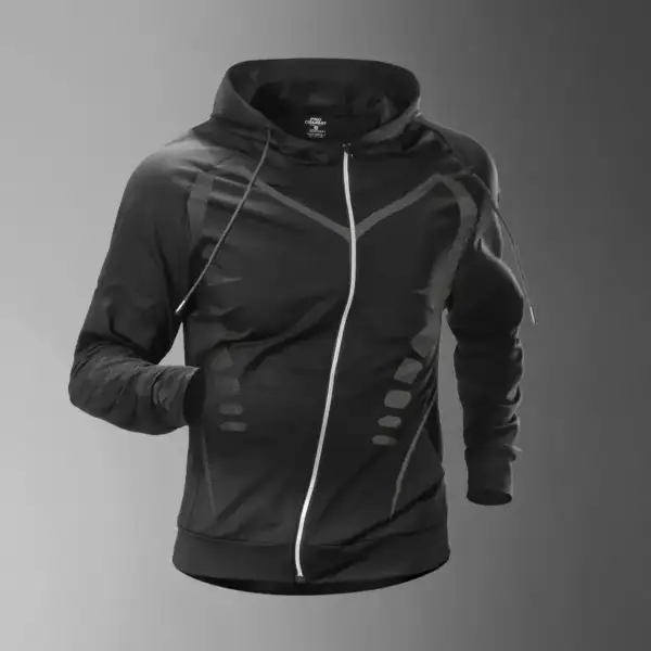 Men's Spring/Autumn Quick-Dry Hooded Jacket for Running, Cycling, Fitness，Gym,Track，Soccer, Basketball, Volleyball, Badminton - Image 4