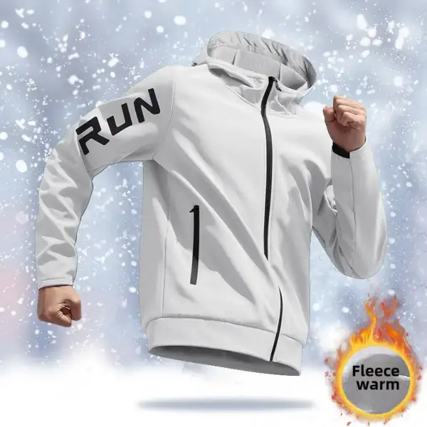 Men's Winter Running Plush Jacket Windproof Quick-Dry Cycling Outdoor Training Coat for Autumn Winter Outdoor Training Clothes - Image 2
