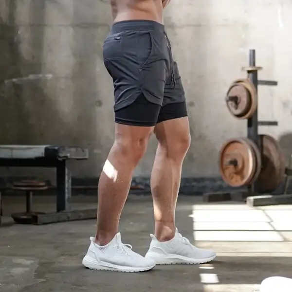 Men Running Shorts Camo Gym Sports Shorts 2 in 1 Quick Dry Workout Fitness Training Jogging Short Summer with Pocket Men Shorts - Image 2