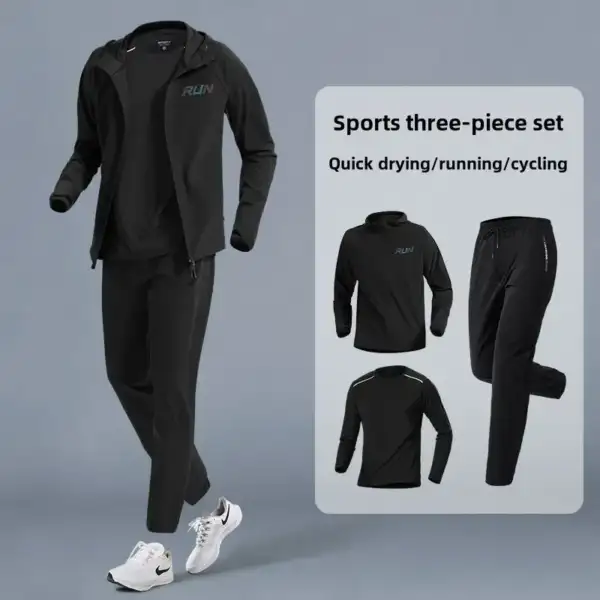 Men's Sportswear Set Spring Quick-Dry Running Fitness Clothing Casual Jacket Outdoor Cycling Wear Morning Run Training Pants - Image 2
