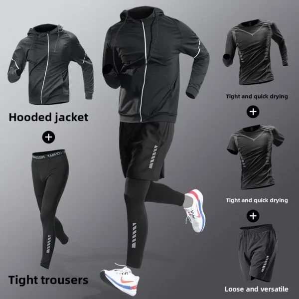 Men's Clothing Running Fitness Set Tight-Fit Quick-Dry Clothes Morning Runs Gym Workouts Training Cycling Mens Sweatsuits Set - Image 2