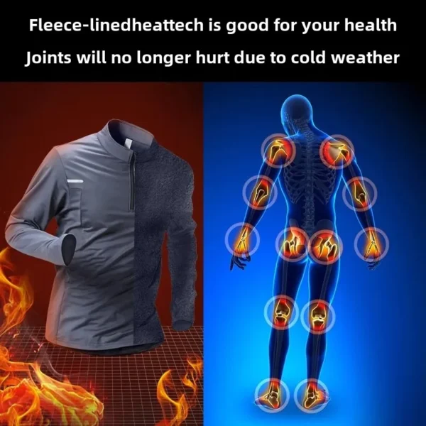 Men's Winter Thermal Half-Zip Long Sleeve Quick-Dry Training Shirt Plush Warm Base Layer for Fitness Running Men's Sportswear - Image 6