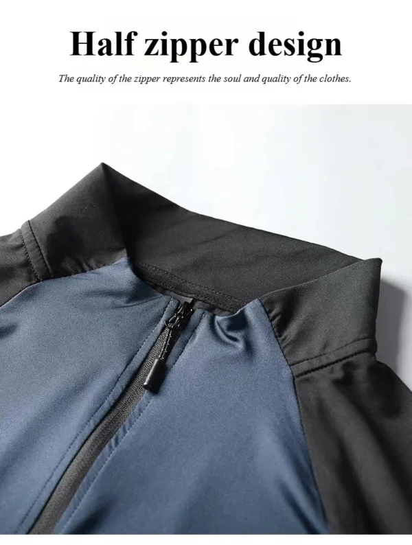 New Summer Creative Half-zip Quick-Dry Training Men's Causal Lightweight T-shirt Sports Athletics Running T-shirt Fitness - Image 6