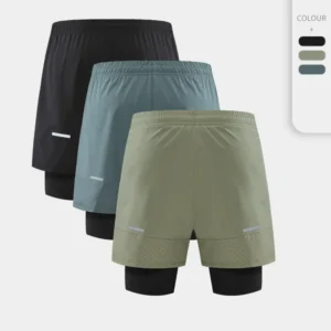 Sports Shorts Men Fake Two-piece Stretch Basketball Running Fitness Clothing Summer Quick-drying Training with Lined Shorts