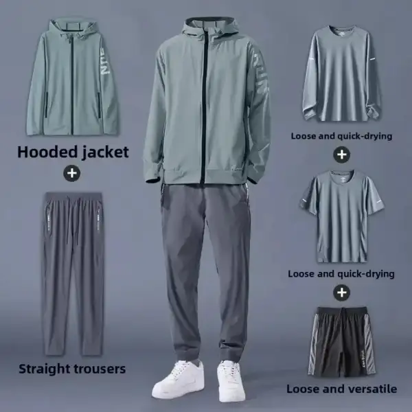 Men's Spring Autumn Running Fitness Suit Loose Fit Quick-Dry Clothes for Morning Runs Ideal for Outdoor Training Gym Workouts - Image 2