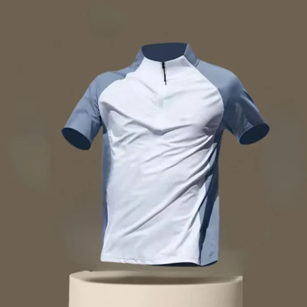 New Summer Creative Half-zip Quick-Dry Training Men's Causal Lightweight T-shirt Sports Athletics Running T-shirt Fitness - Image 2